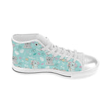 Cute koalas blue background pattern Women's High Top Canvas Shoes White