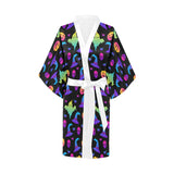 Colorful halloween background Women's Short Kimono Robe