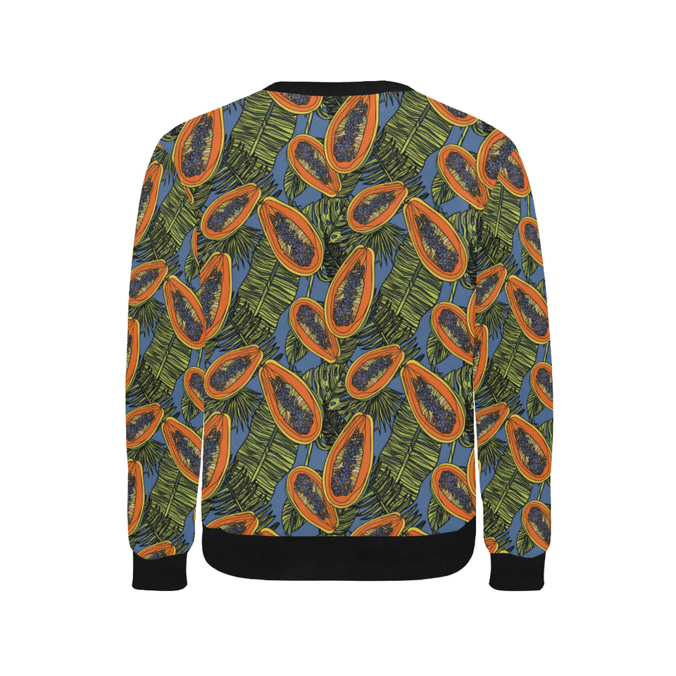 Colorful papaya tropical leaves Men's Crew Neck Sweatshirt