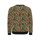 Colorful papaya tropical leaves Men's Crew Neck Sweatshirt