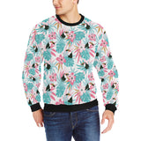 Toucan tropical flower leave pattern Men's Crew Neck Sweatshirt