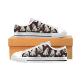 Christmas Pugs Santa_s red cap pattern Men's Low Top Shoes White