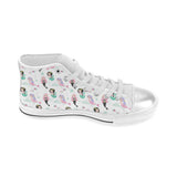 cute mermaid dolphin fish starfish pattern Women's High Top Canvas Shoes White