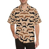 Dachshund floral background Men's All Over Print Hawaiian Shirt