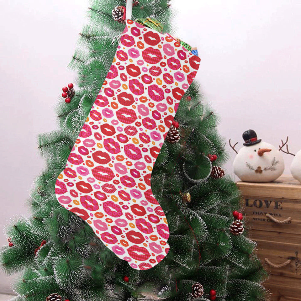 Lips Pattern Print Design 01 Christmas Stocking