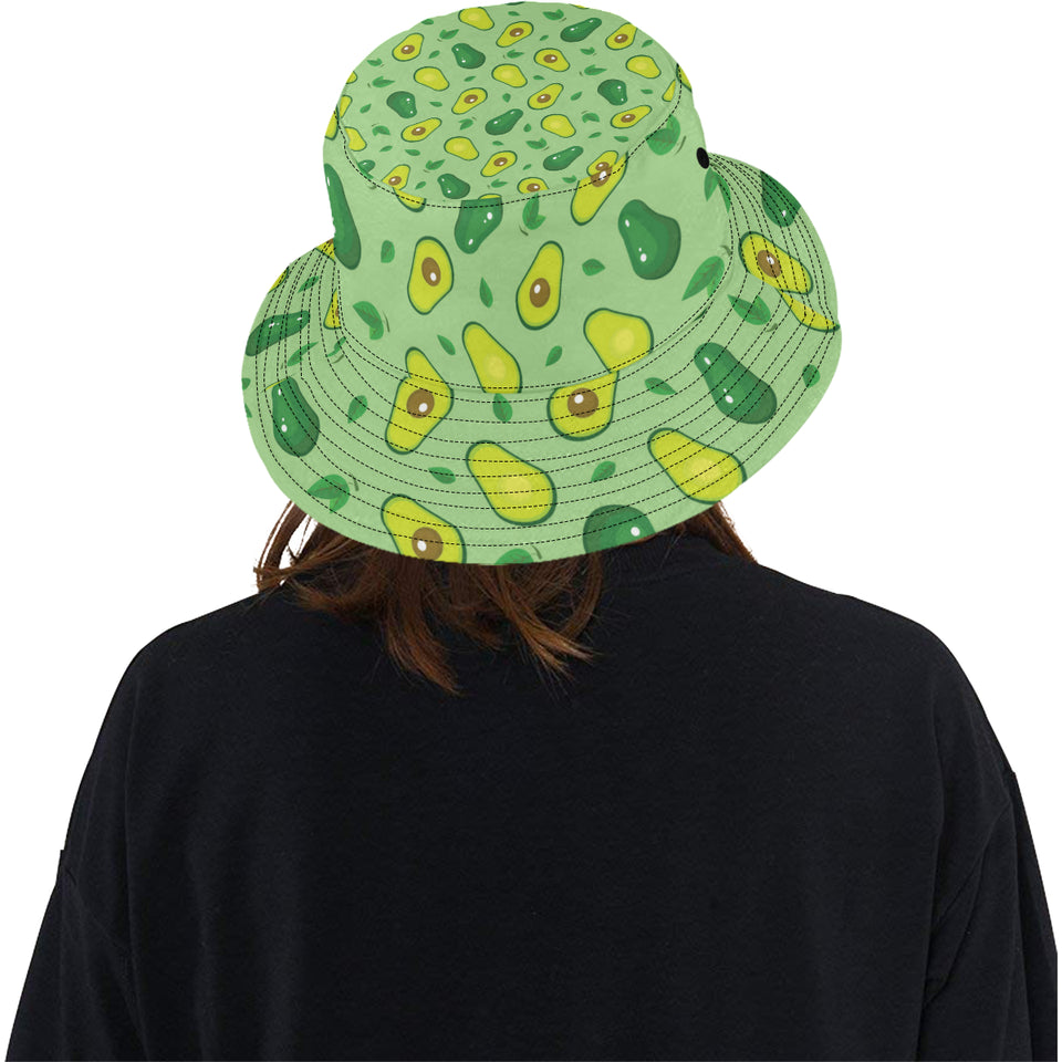 Avocado pattern green background Unisex Bucket Hat
