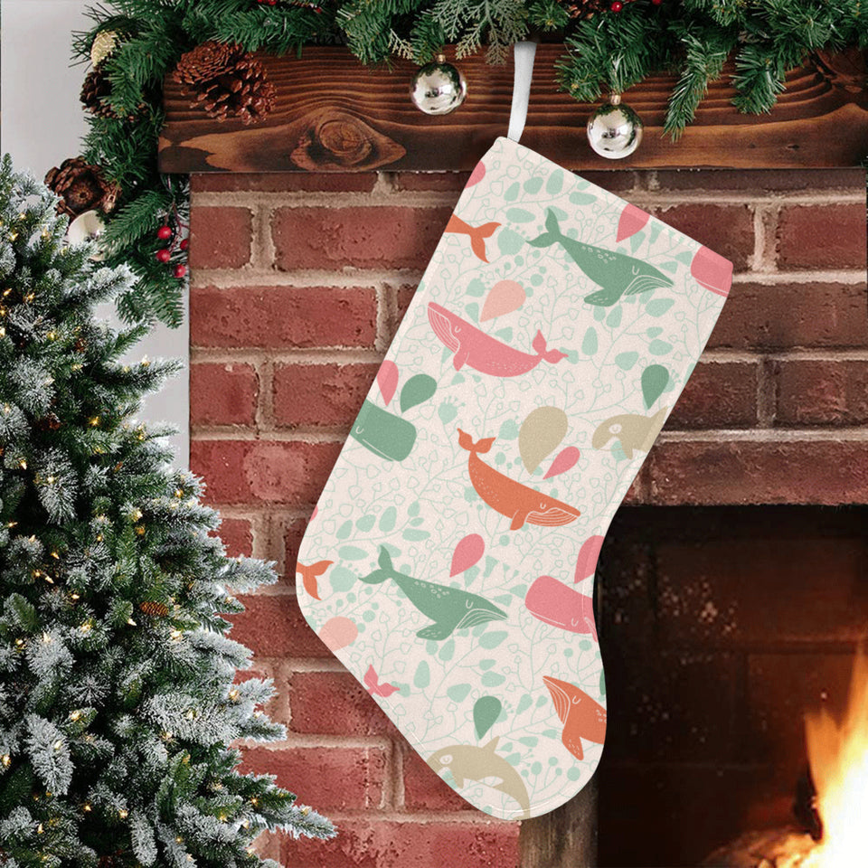 Cute whale pattern Christmas Stocking