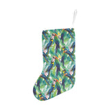 Colorful parrot exotic flower leaves Christmas Stocking