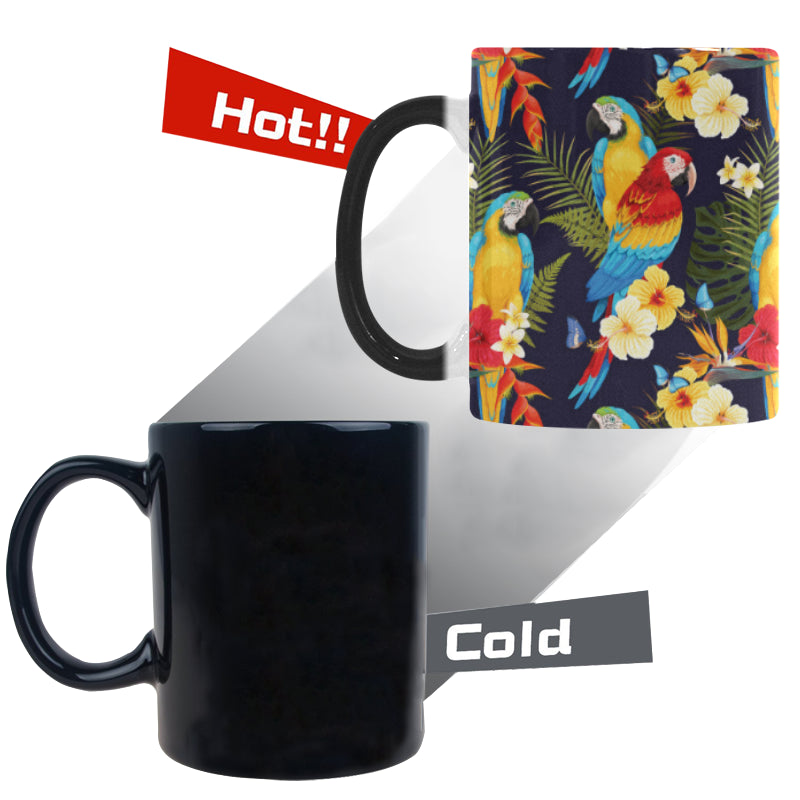 Colorful parrot flower pattern Morphing Mug Heat Changing Mug