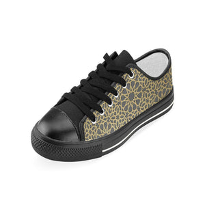 arabic star gold pattern Kids' Boys' Girls' Low Top Canvas Shoes Black