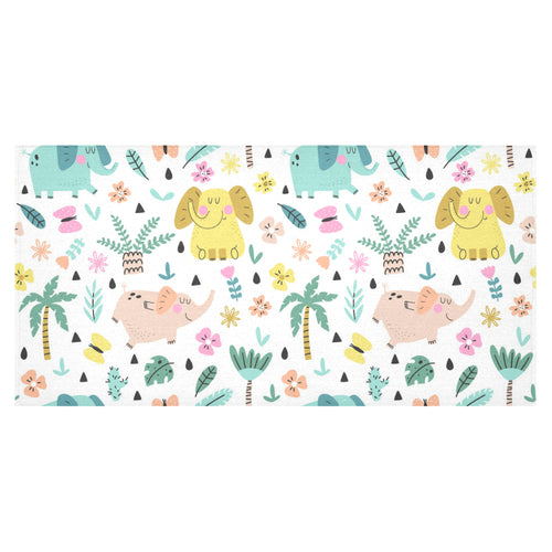 Cute elephants palm tree flower butterfly pattern Tablecloth