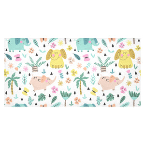 Cute elephants palm tree flower butterfly pattern Tablecloth