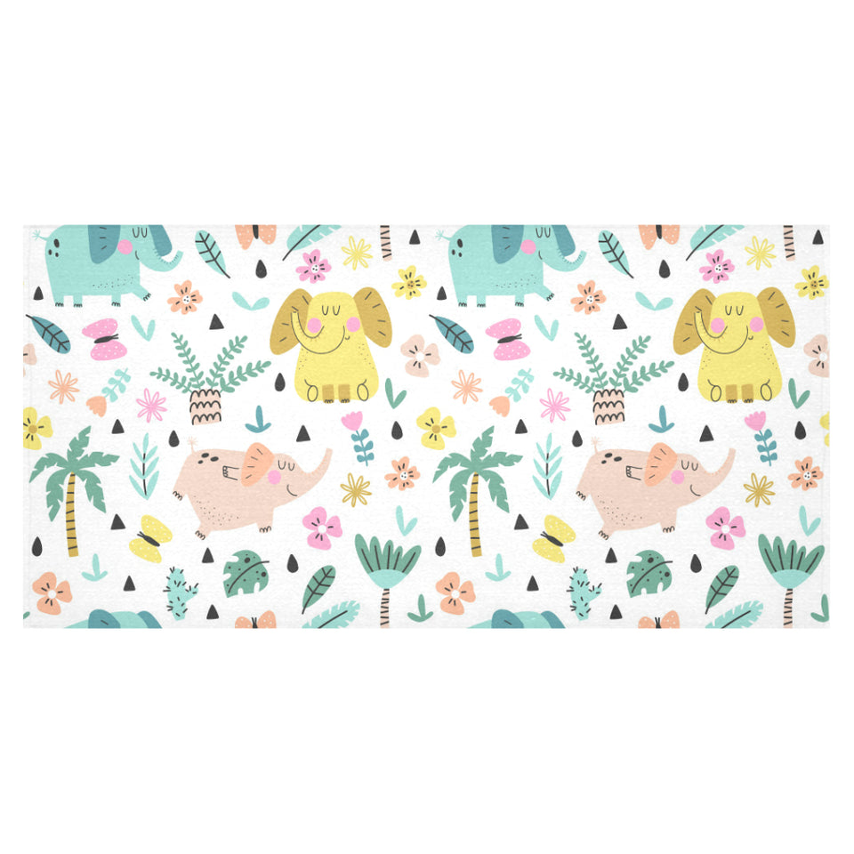 Cute elephants palm tree flower butterfly pattern Tablecloth