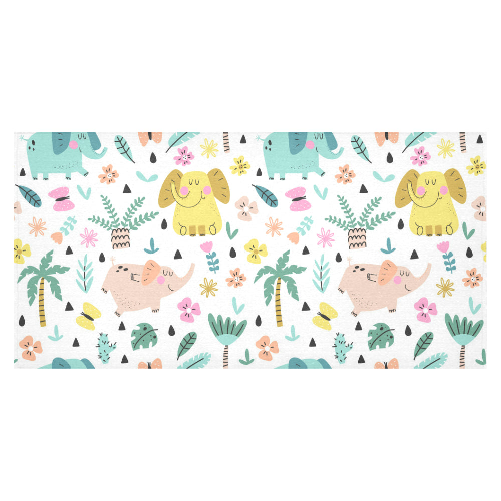 Cute elephants palm tree flower butterfly pattern Tablecloth