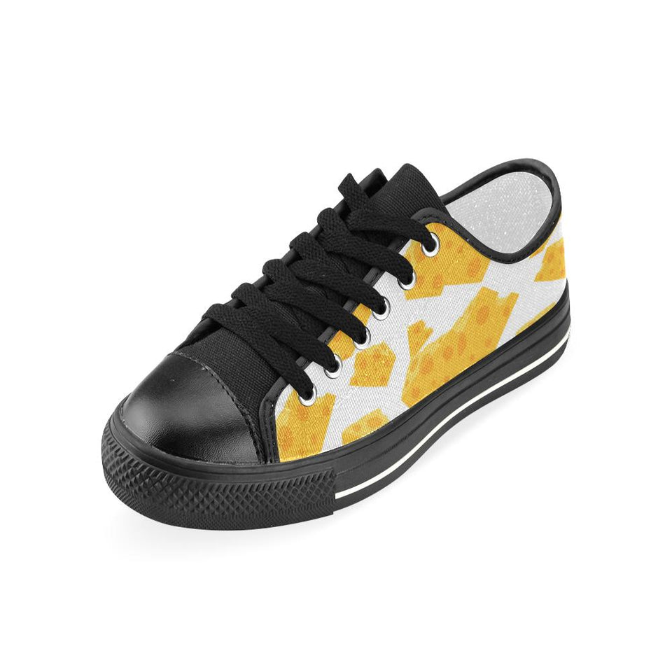 Cheese slice pattern Kids' Boys' Girls' Low Top Canvas Shoes Black