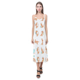 Cute Kangaroo pattern V-Neck Open Fork Long Dress