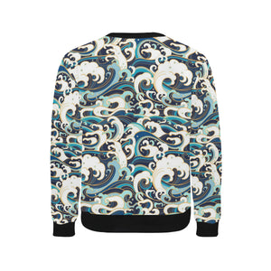 Japanese wave pattern Men's Crew Neck Sweatshirt