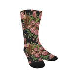 Horse head wild roses pattern Crew Socks