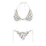 Siberian husky and colorful circle pattern Sexy Bikinis Two-Piece Swimsuits