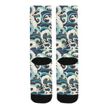 Japanese wave pattern Crew Socks