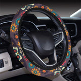 Sugar skulls flower maxican pattern Car Steering Wheel Cover