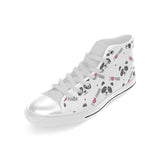 Hand Drawn faces of pandas pattern Men's High Top Canvas Shoes White