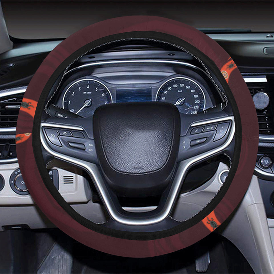 Boomerang Australian aboriginal ornament circle bl Car Steering Wheel Cover