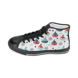 Cute color paper sailboat pattern Women's High Top Canvas Shoes Black