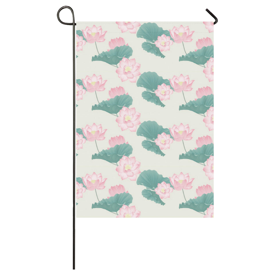 Pink lotus waterlily leaves pattern House Flag Garden Flag