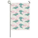 Pink lotus waterlily leaves pattern House Flag Garden Flag