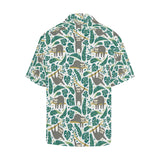Cute sloths tropical palm leaves white background Men's All Over Print Hawaiian Shirt