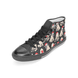 Christmas Pugs Santa_s red cap pattern Women's High Top Canvas Shoes Black