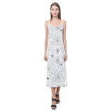 Spider web cobweb pattern white background V-Neck Open Fork Long Dress