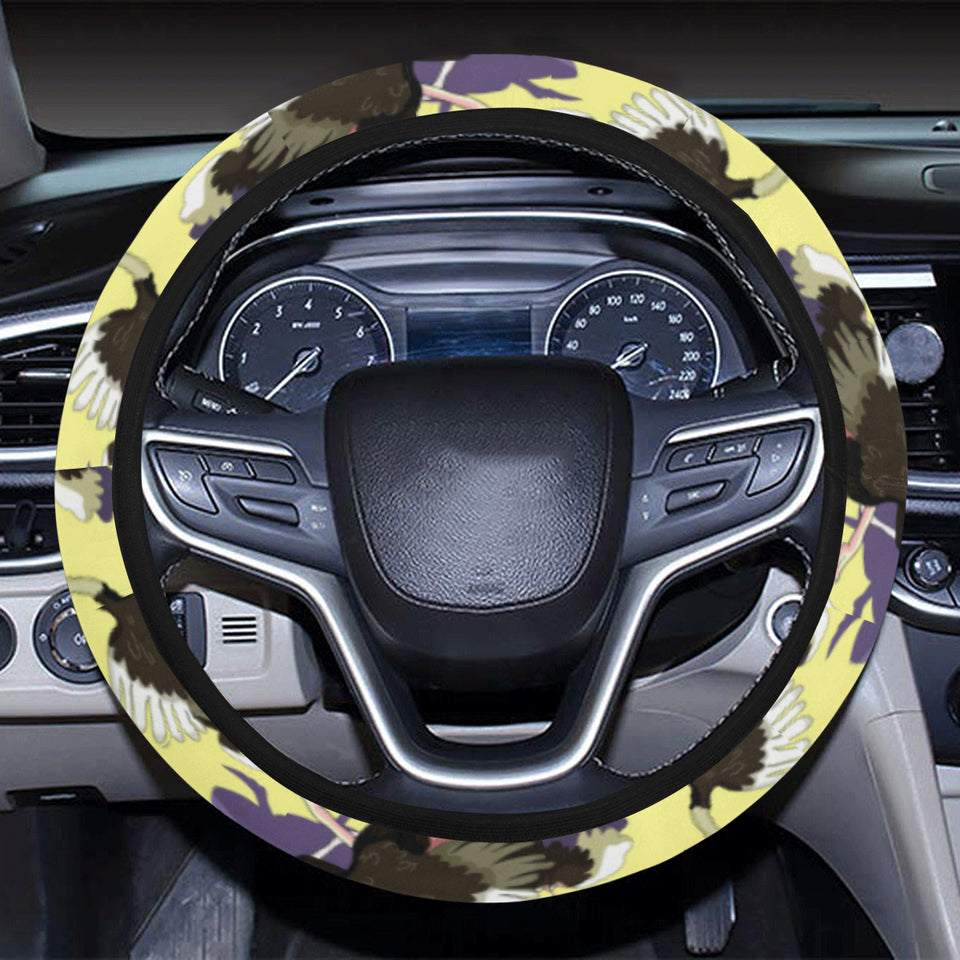 Ostrich Pattern Print Design 04 Car Steering Wheel Cover