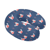 Cute sea lion seal christmas hat candy cane heart U-Shaped Travel Neck Pillow