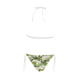 White orchid flower tropical leaves pattern Sexy Bikinis Two-Piece Swimsuits