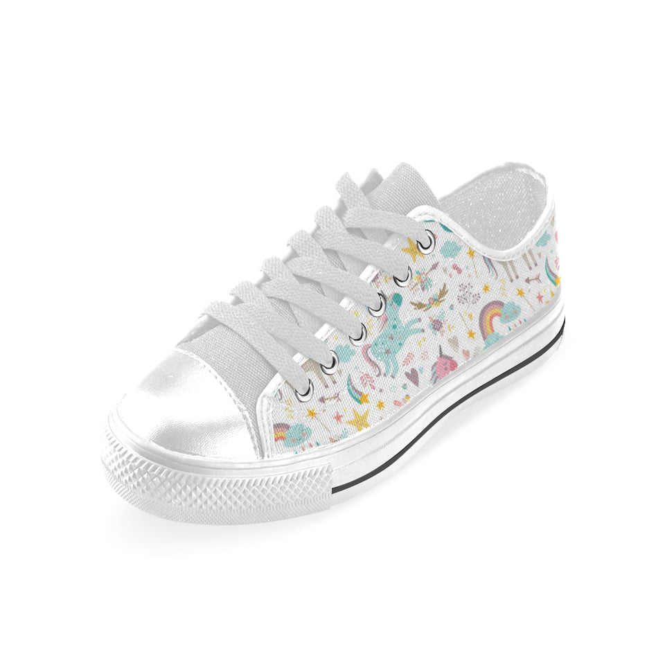 Colorful unicorn pattern Men's Low Top Shoes White