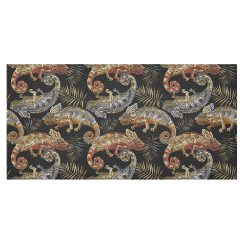 Chameleon lizard tropical leaves palm tree Tablecloth