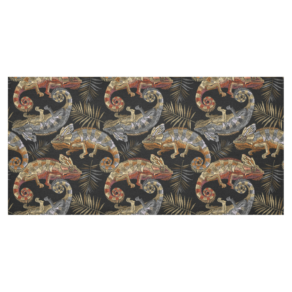 Chameleon lizard tropical leaves palm tree Tablecloth