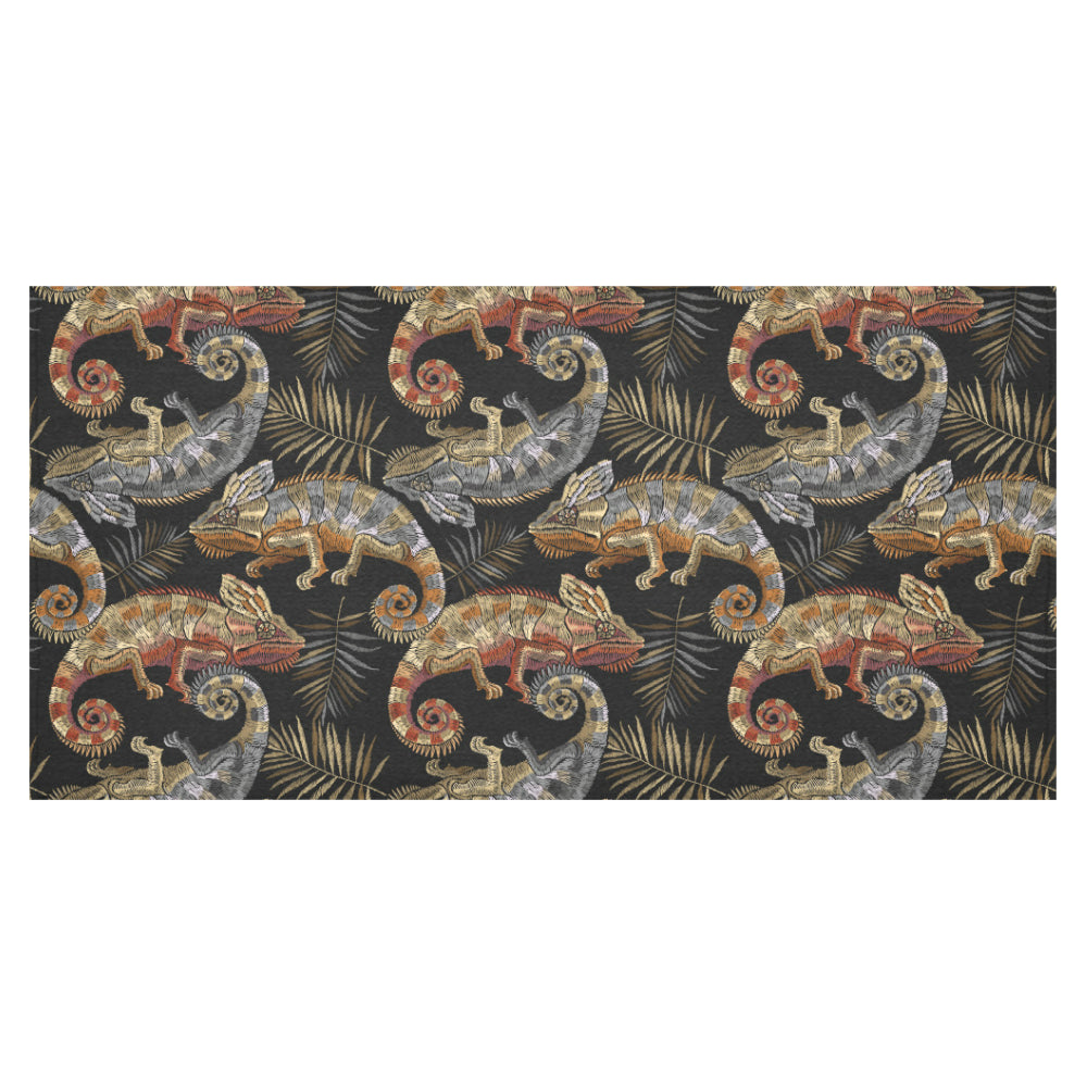Chameleon lizard tropical leaves palm tree Tablecloth