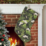White orchid flower tropical leaves pattern blackg Christmas Stocking