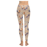 Cute rooster chicken cock floral ornament backgrou Women's Legging Fulfilled In US