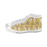 Camels ethnic motif pattern Men's High Top Canvas Shoes White