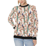 Peacock tropical flower pattern Women's Crew Neck Sweatshirt