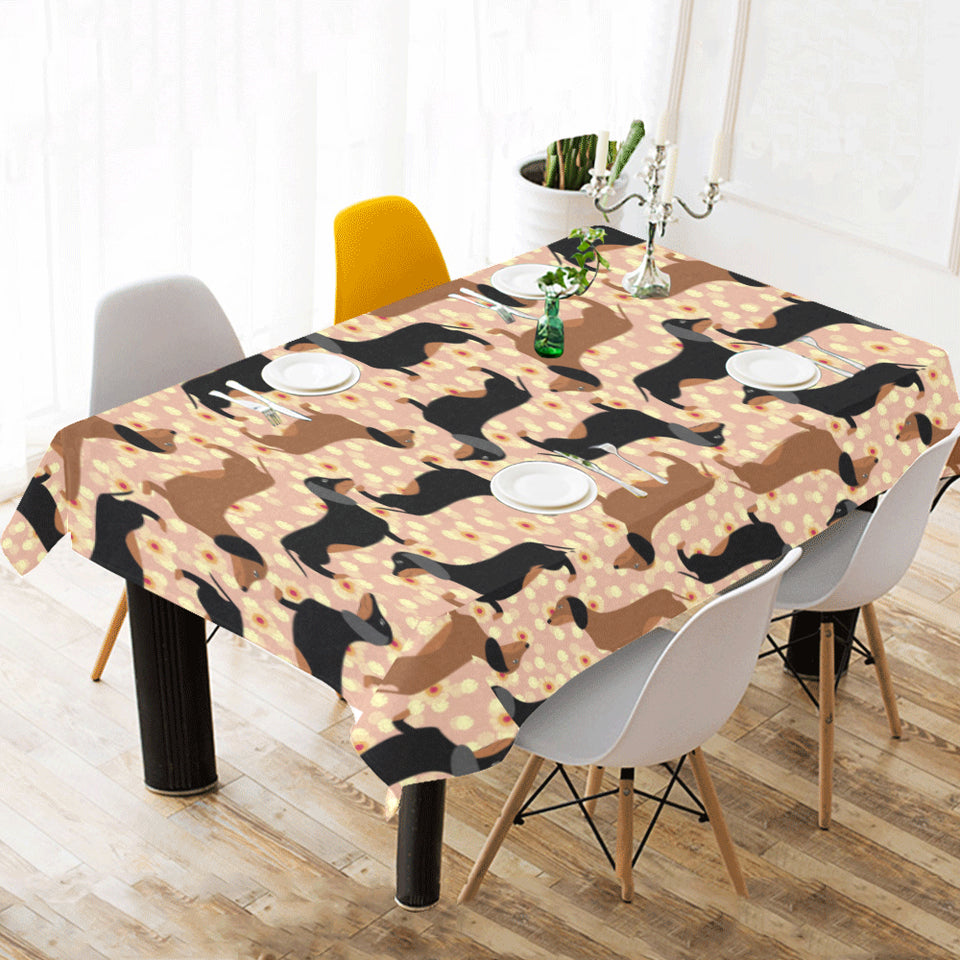 Dachshund floral background Tablecloth