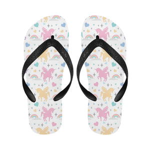 colorful unicorn rainbow heart pattern Unisex Flip Flops