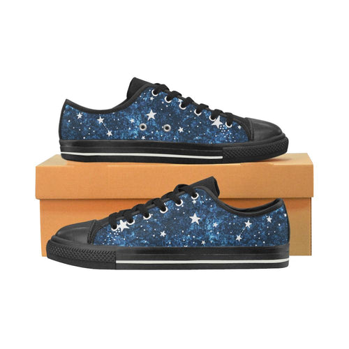 Night sky star pattern Kids' Boys' Girls' Low Top Canvas Shoes Black