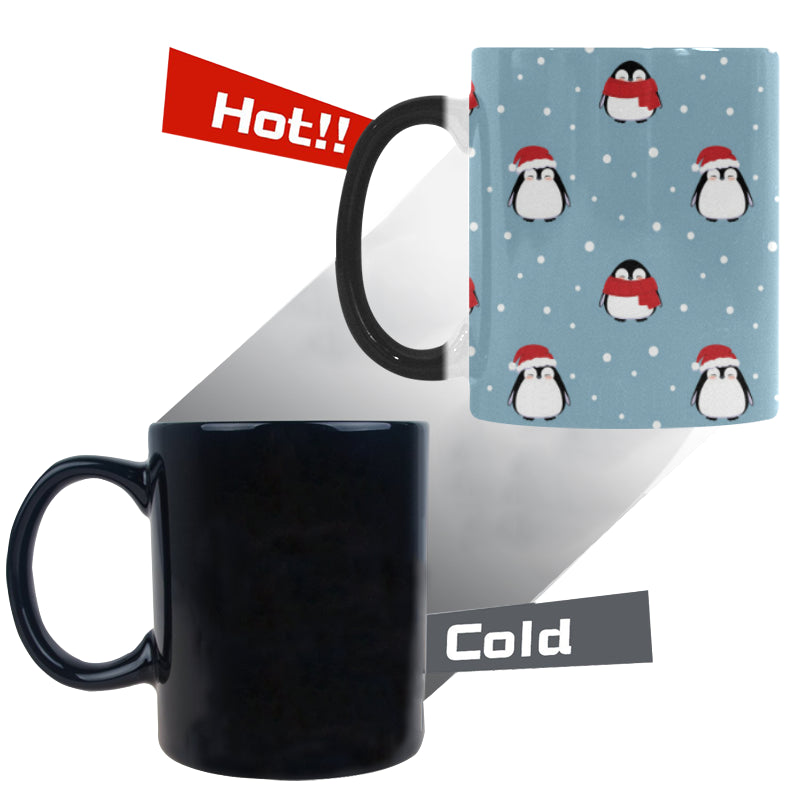 Cute penguin christmas snow pattern Morphing Mug Heat Changing Mug