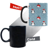 Cute penguin christmas snow pattern Morphing Mug Heat Changing Mug