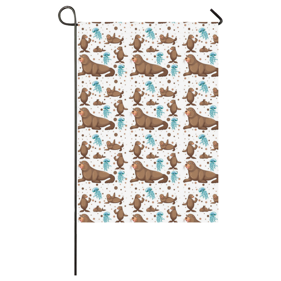 sea lion Seals jellyfish pattern House Flag Garden Flag